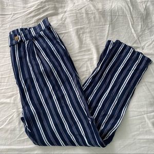COTTON ON Blue/White Striped High Waisted Pants
